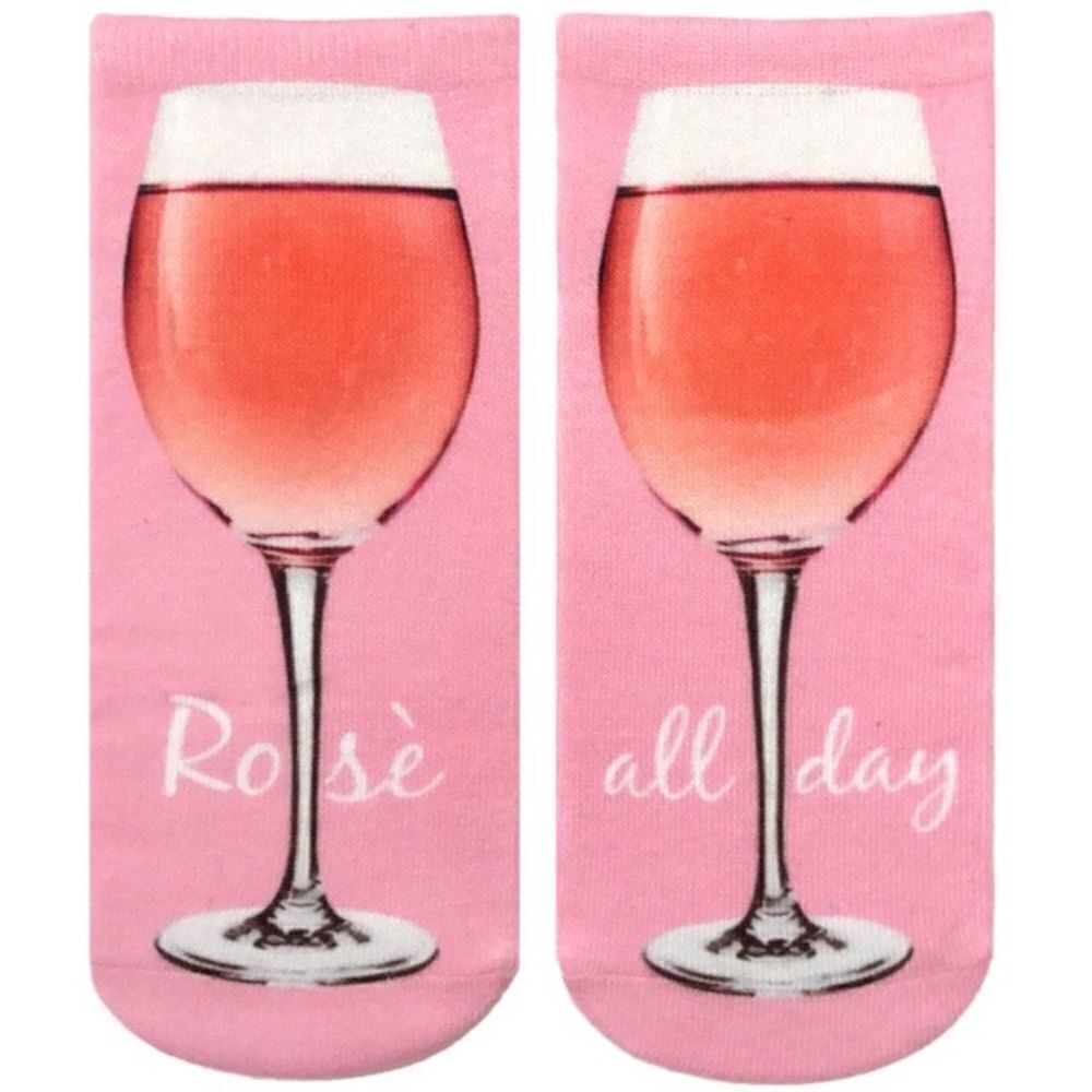 Rose All Day Wine Glass Ankle Socks NWT